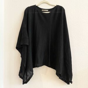 SIMPLY NATURAL 100% Baby Alpaca Peru Sweater Cape Poncho Black One Size